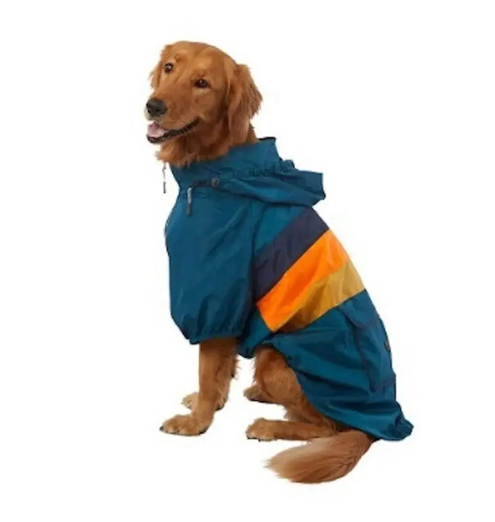Arcadia Trail LARGE Hooded Windbreaker Jacket Dog Puppy Blue Packable Retro